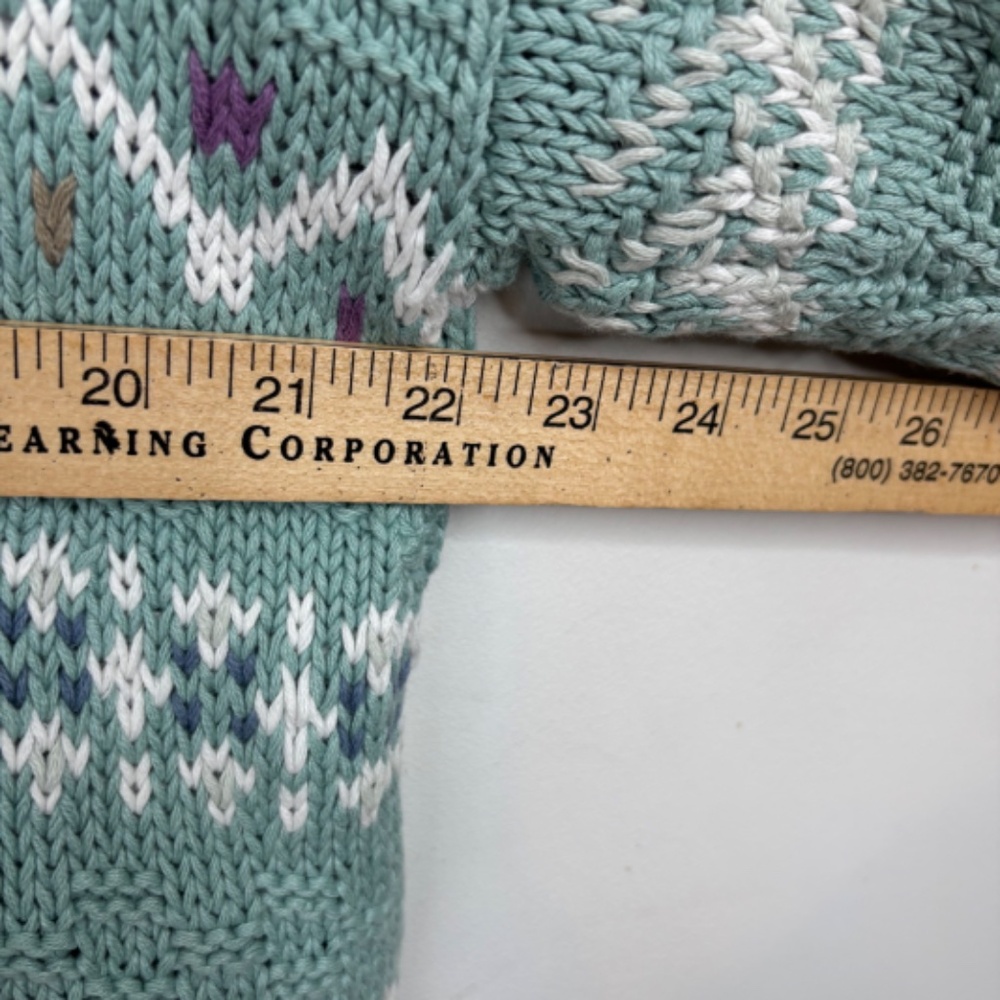 Vintage LL Bean Sweater Geometric Cottage Boho Retro Grandma Coastal Cotton - Picture 7 of 9